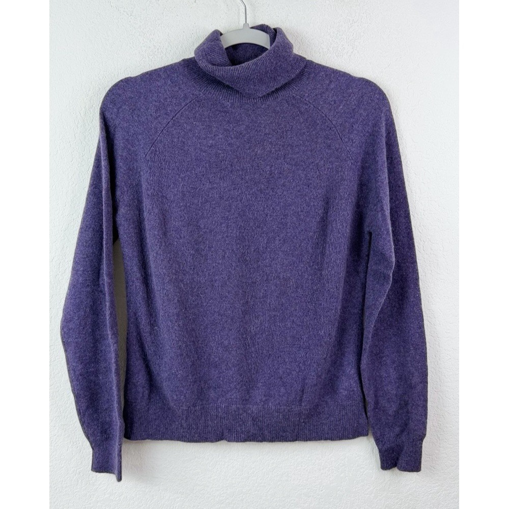 Valerie Stevens 100% Cashmere Turtleneck Sweater Pullover Womens L Purple Preppy